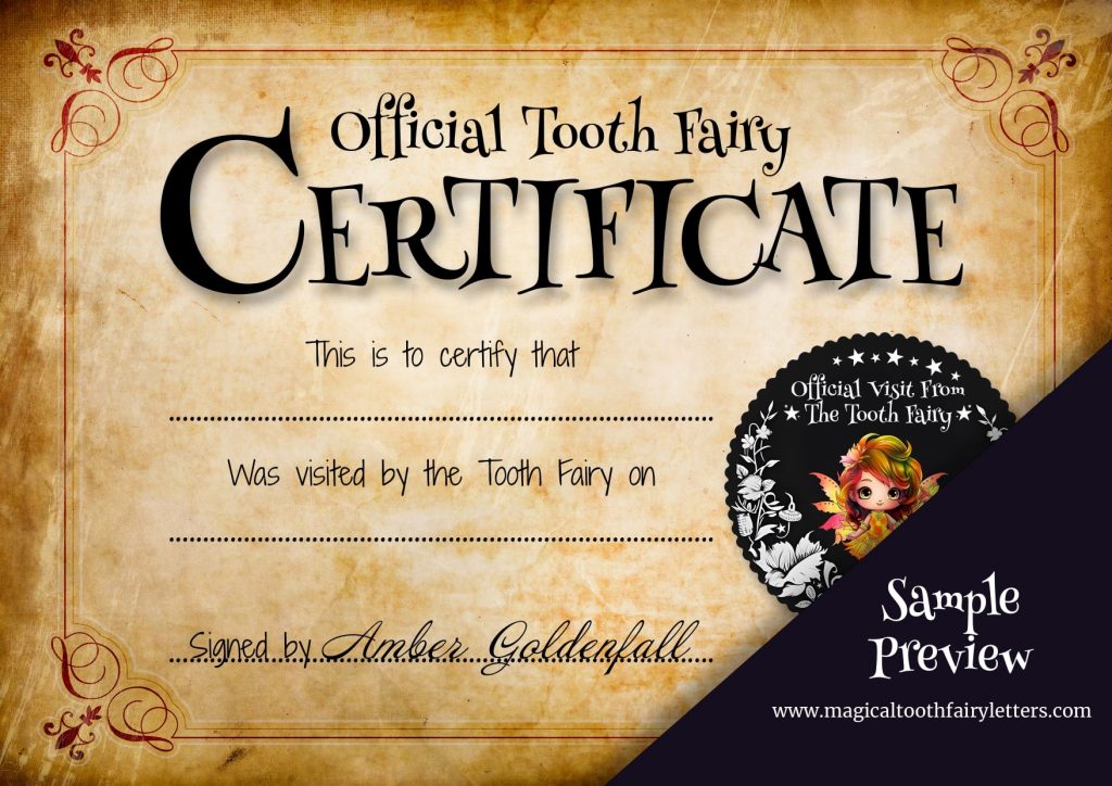 printable tooth fairy certificate