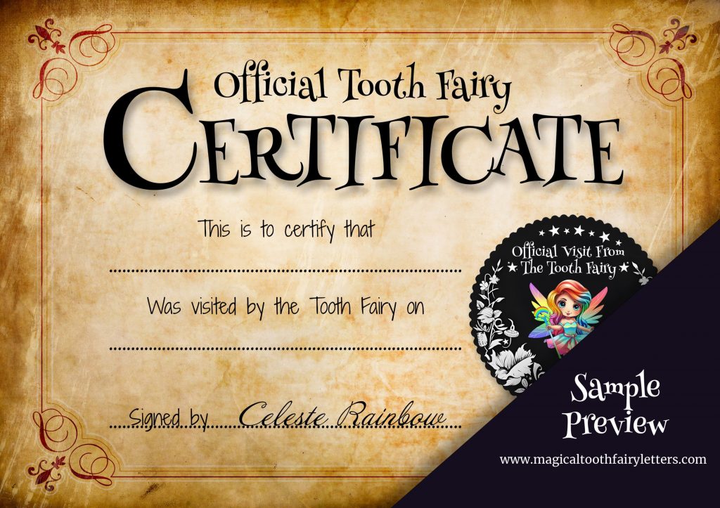 printable tooth fairy certificate template