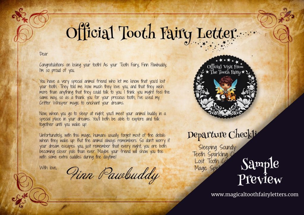 Tooth Fairy Printable Letter