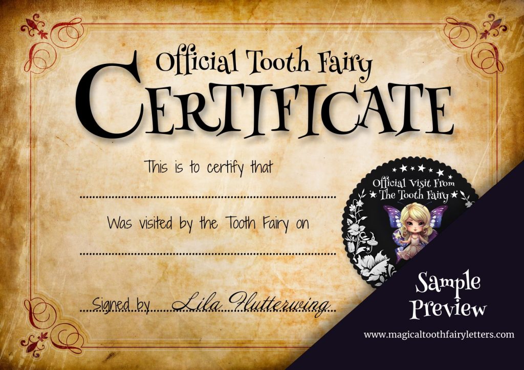 tooth fairy certificate download