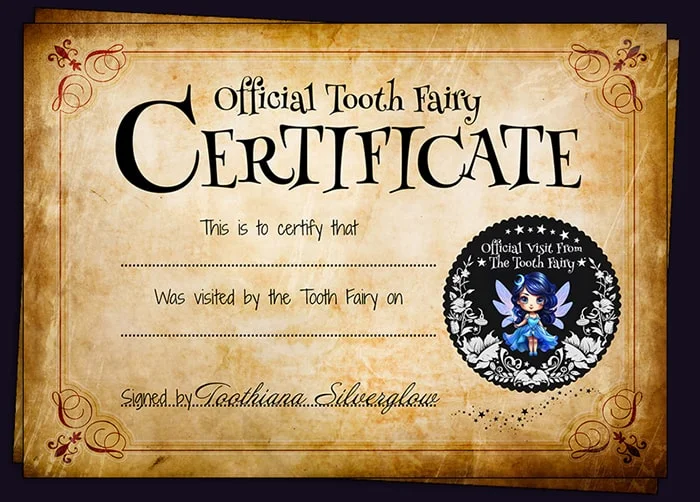 tooth fairy certificate printable
