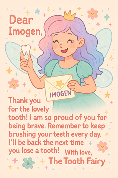 editable tooth fairy letters