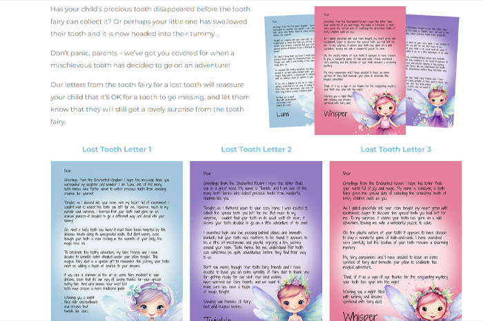 free tooth fairy letters